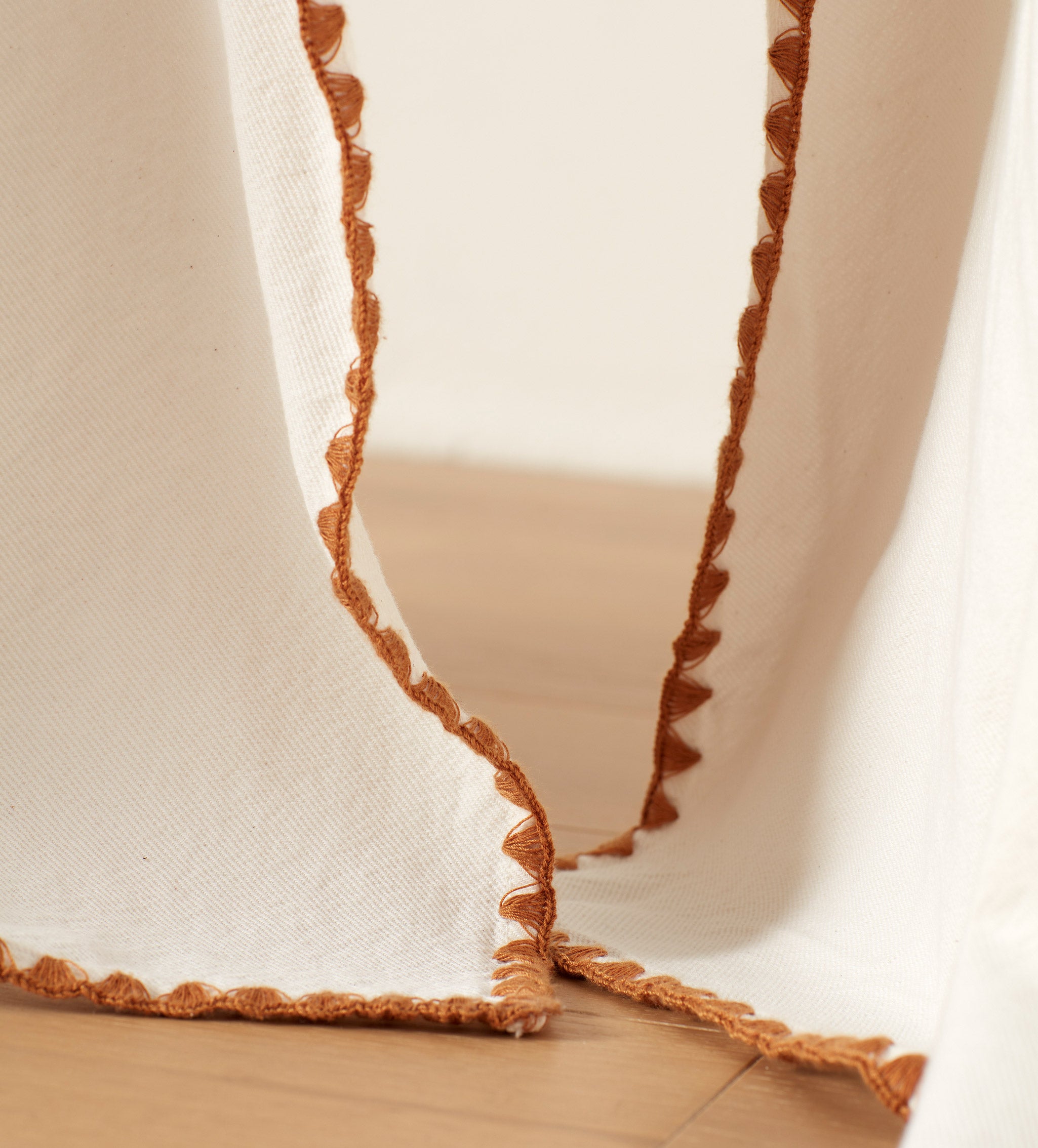 Off White Nova 100% Cotton Loop Top Curtain (Pair)