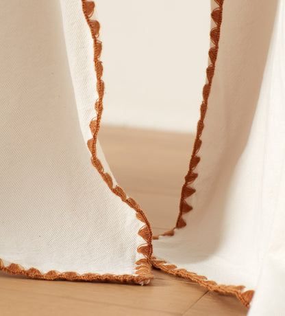 Off White Nova 100% Cotton Loop Top Curtain (Pair)
