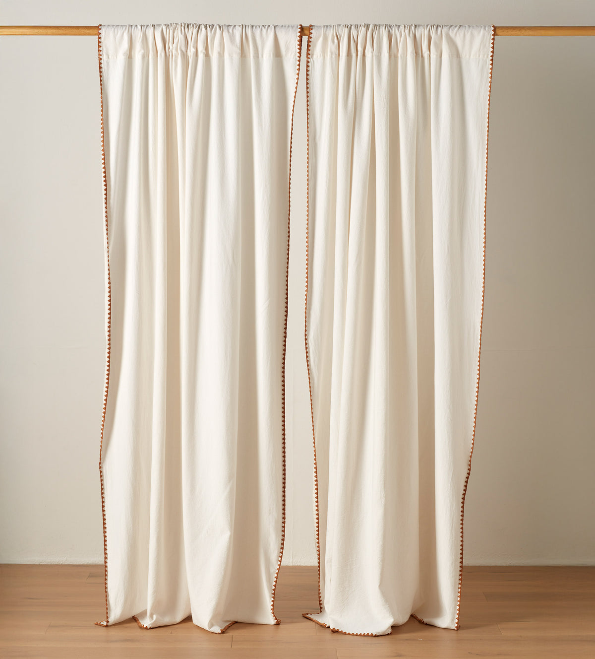 Off White Nova 100% Cotton Loop Top Curtain (Pair)