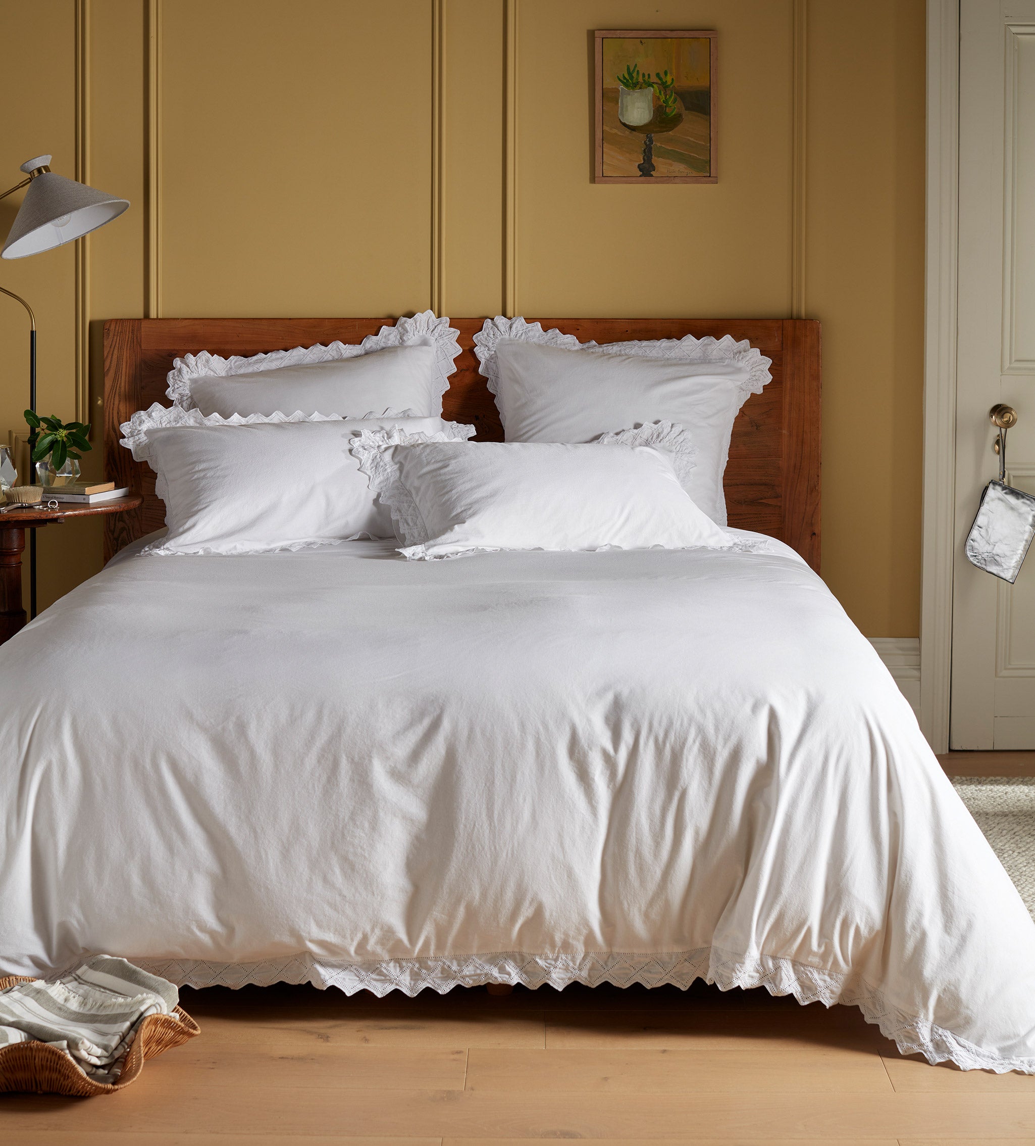 White Valerie 100% Cotton Bed Linen