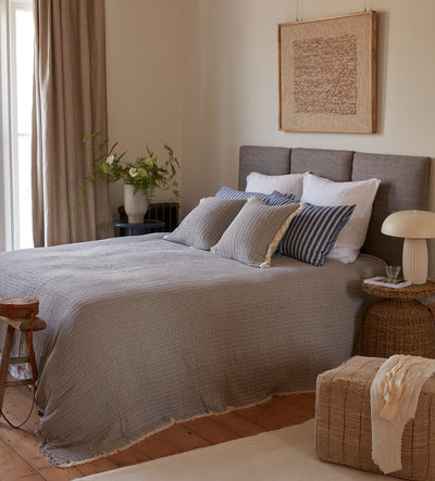 French Blue Willow Waffle 100% Cotton Throw