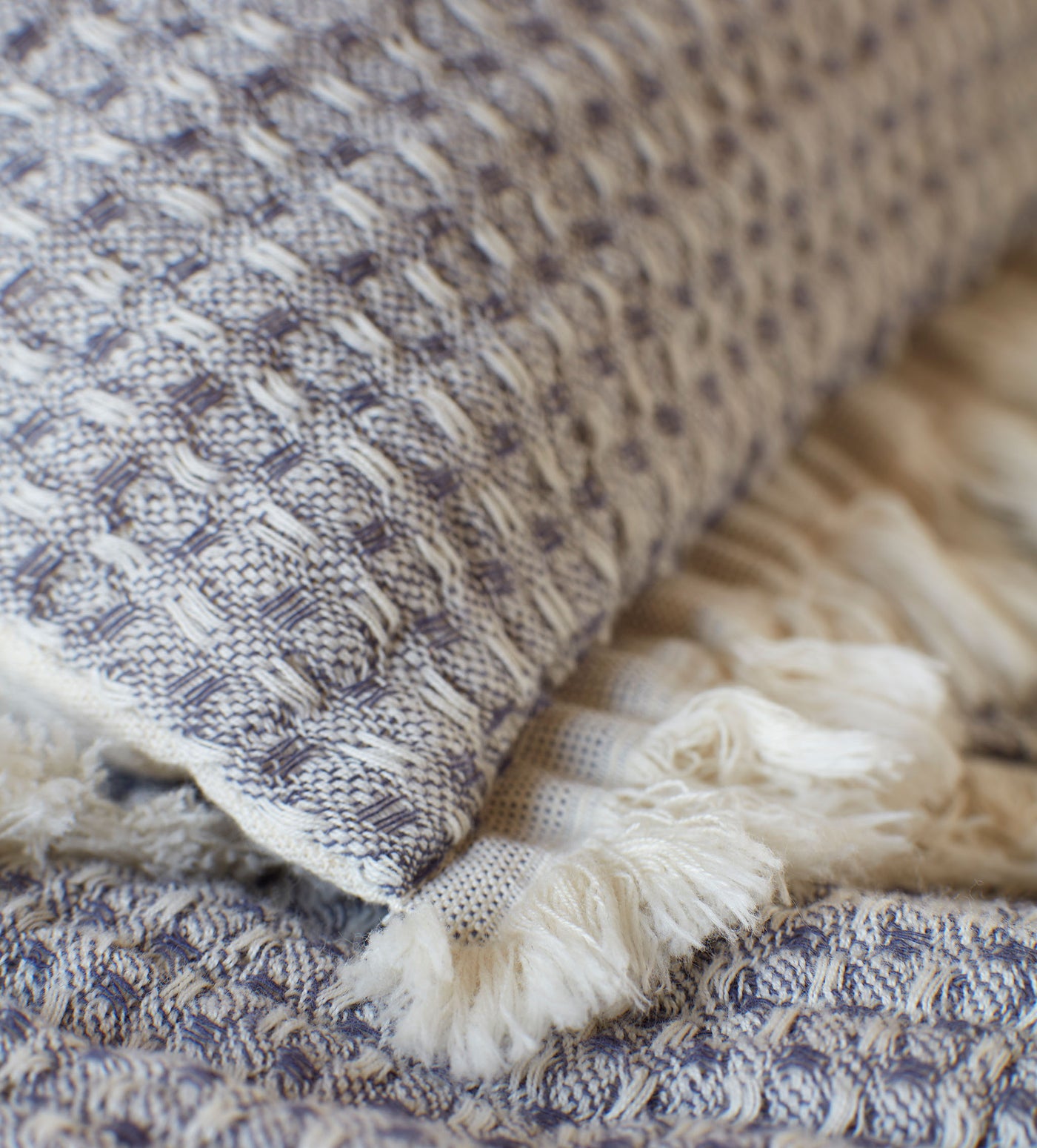 French Blue Willow Waffle 100% Cotton Throw