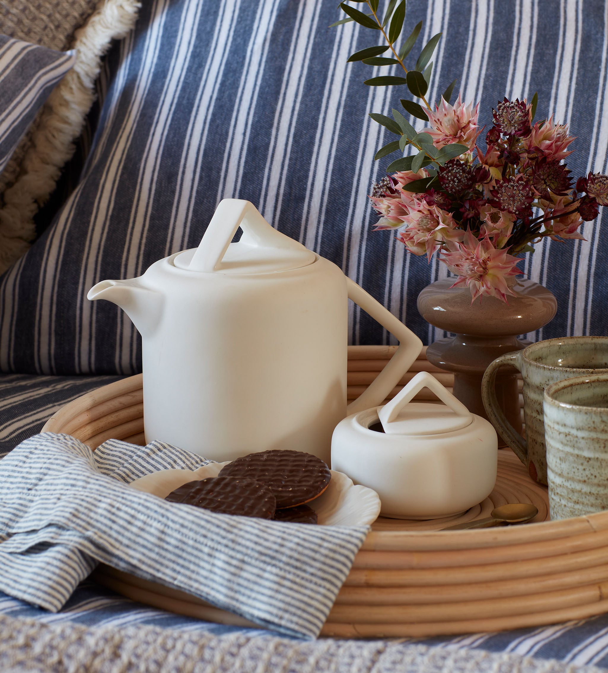 French Blue Willow Waffle 100% Cotton Cushion Cover