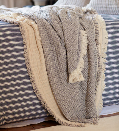 French Blue Willow Waffle 100% Cotton Throw