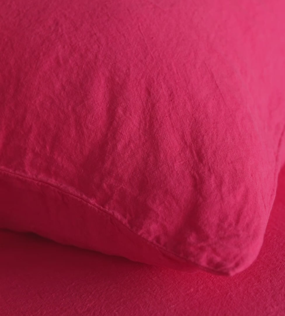 Hot Pink 100% Linen Duvet Cover