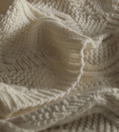 Cream 100% Lambswool Arun Knit Throw