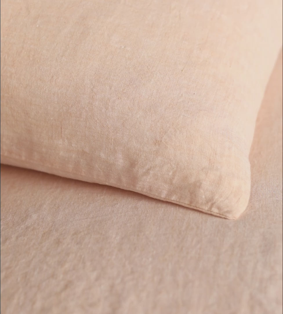 Peach 100% Linen Duvet Cover