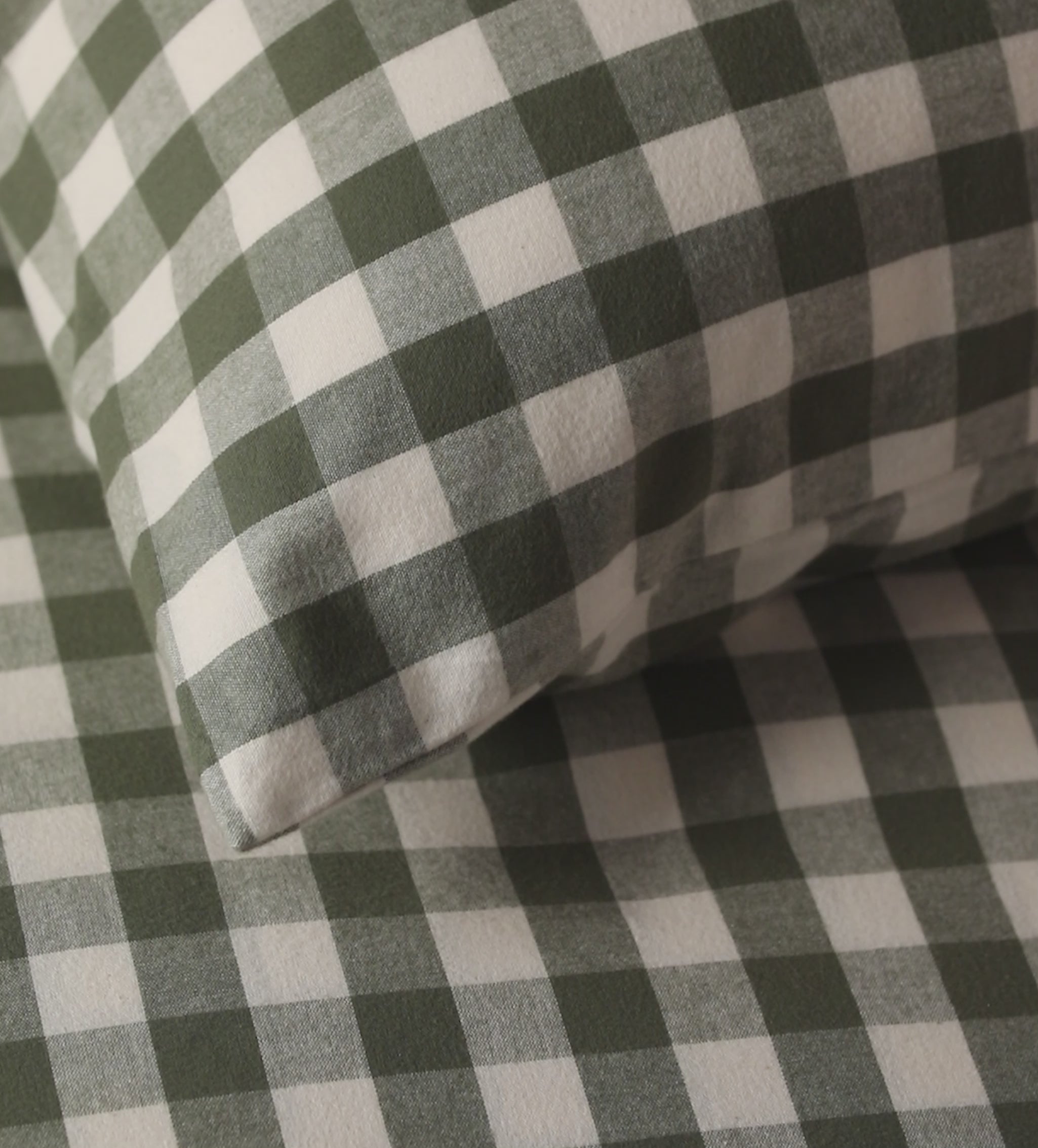 Olive Green Gilbert Gingham Brushed 100% Organic Cotton Duvet Cover