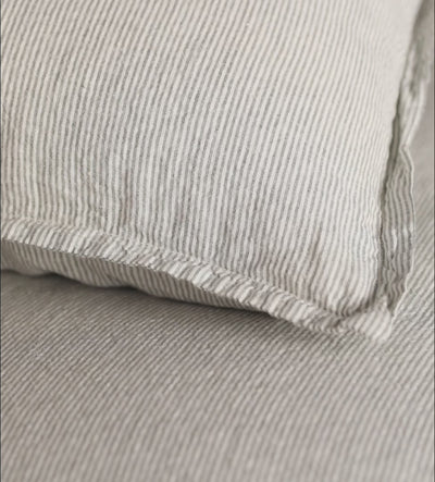 Olive Green Sid Stripe 100% Linen Fitted Sheet