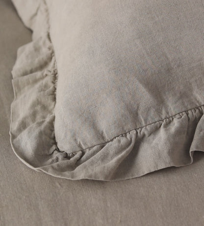 Natural 100% Linen Frill Pillowcase