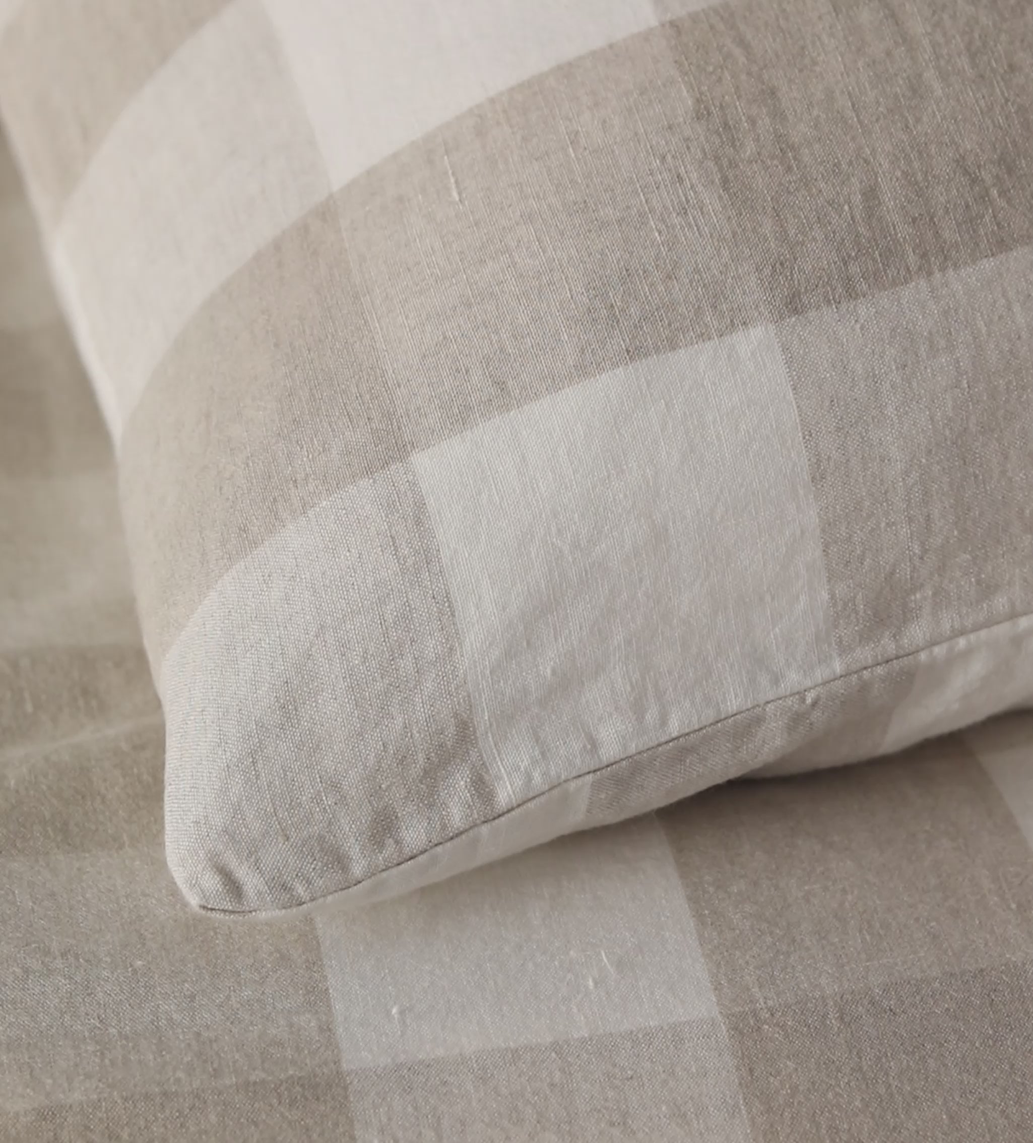 Natural Gracie Gingham 100% Linen Duvet Cover