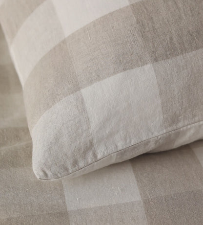 Natural Gracie Gingham 100% Linen Duvet Cover
