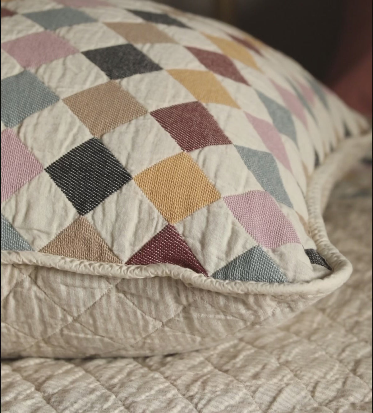 Harley 100% Organic Cotton Quilted Cushion Cover