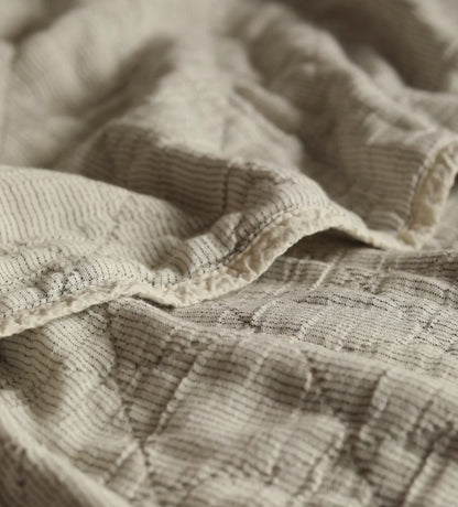 Black and Natural Stripe 100% Cotton Quilted Throw