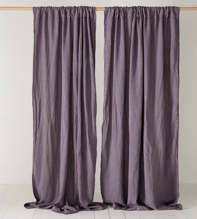 Aubergine Purple 100% Linen Curtains