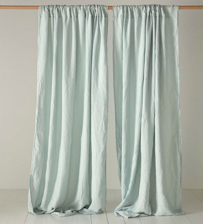Duck Egg 100% Linen Loop Top Curtains