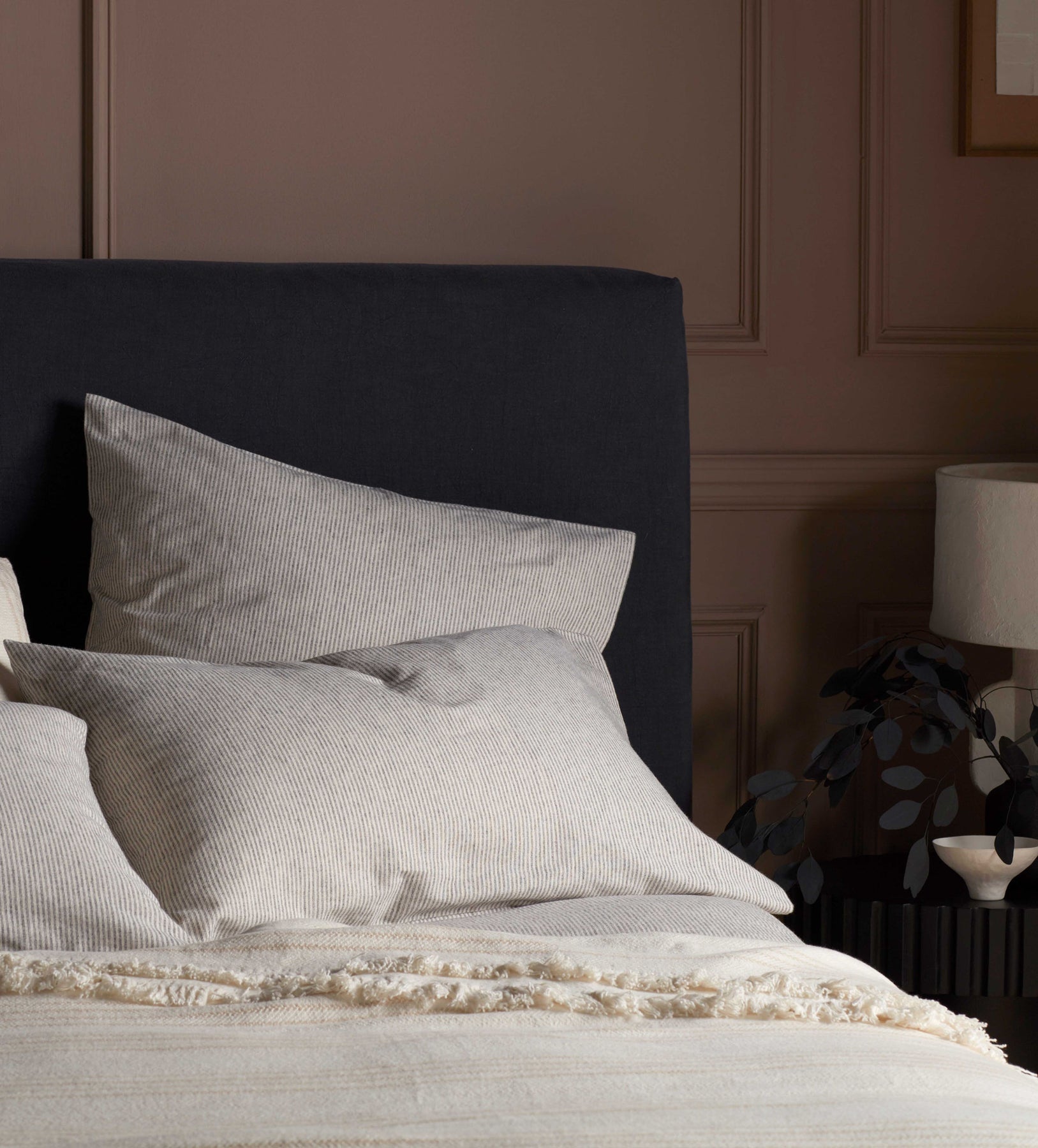 Arthur Grey Stripe Brushed Cotton Housewife Pillowcase Secret Linen Store