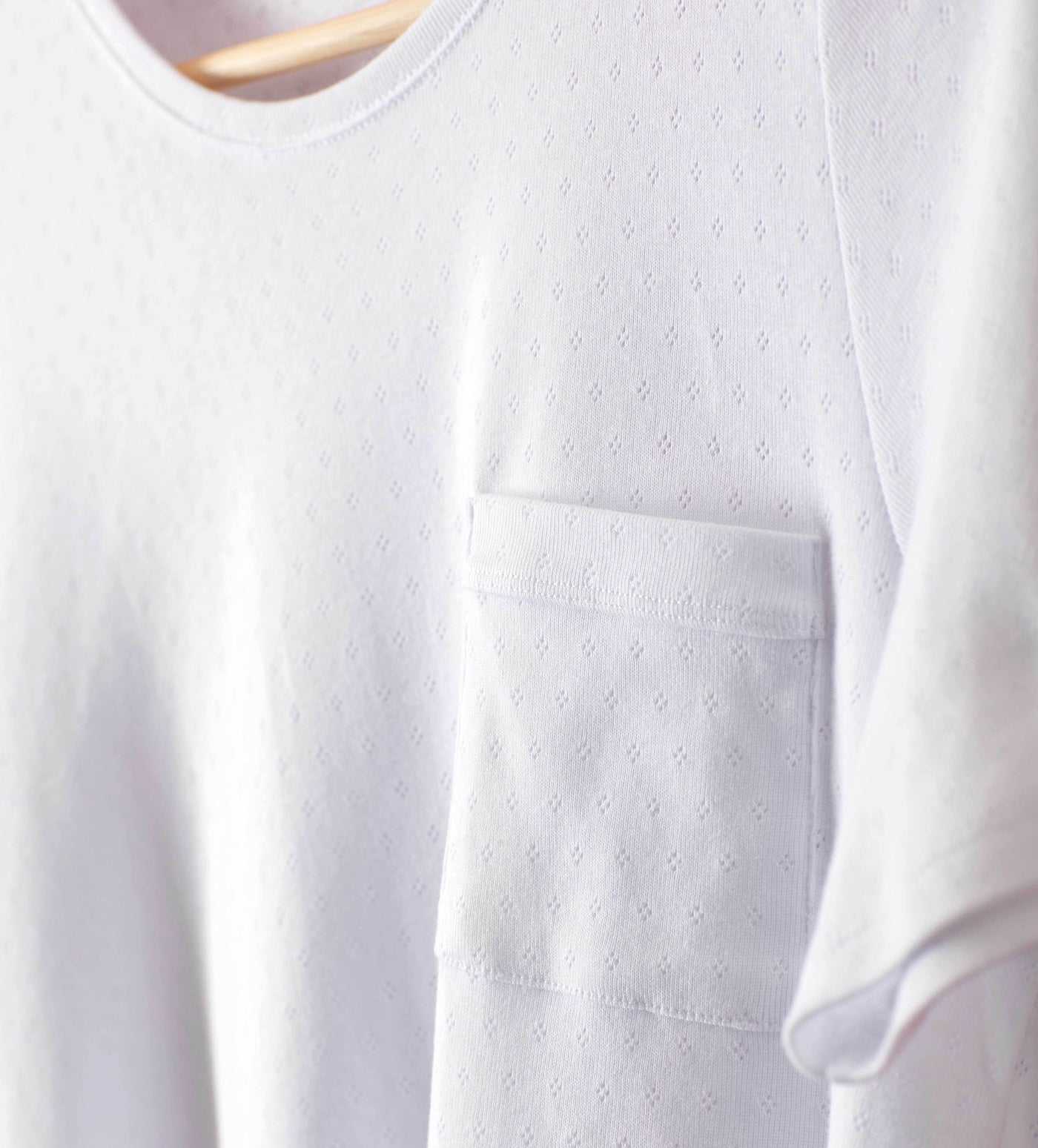 Ada Organic Pointelle Tshirt White Cut Out Detail