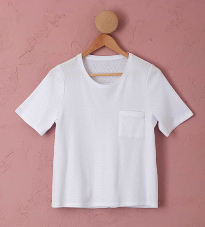 Ada Organic Pointelle Tshirt White Cut Out Front