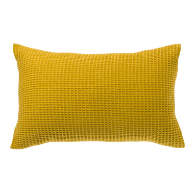 Mustard Yellow Big Waffle Cushion Cover and Throw