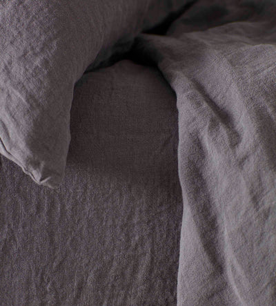 Charcoal 100% Linen Fitted Sheet