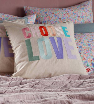 Natural Choose Love Cotton Linen Cushion Cover