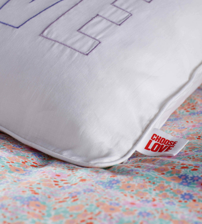 White Choose Love Cotton Linen Cushion Cover