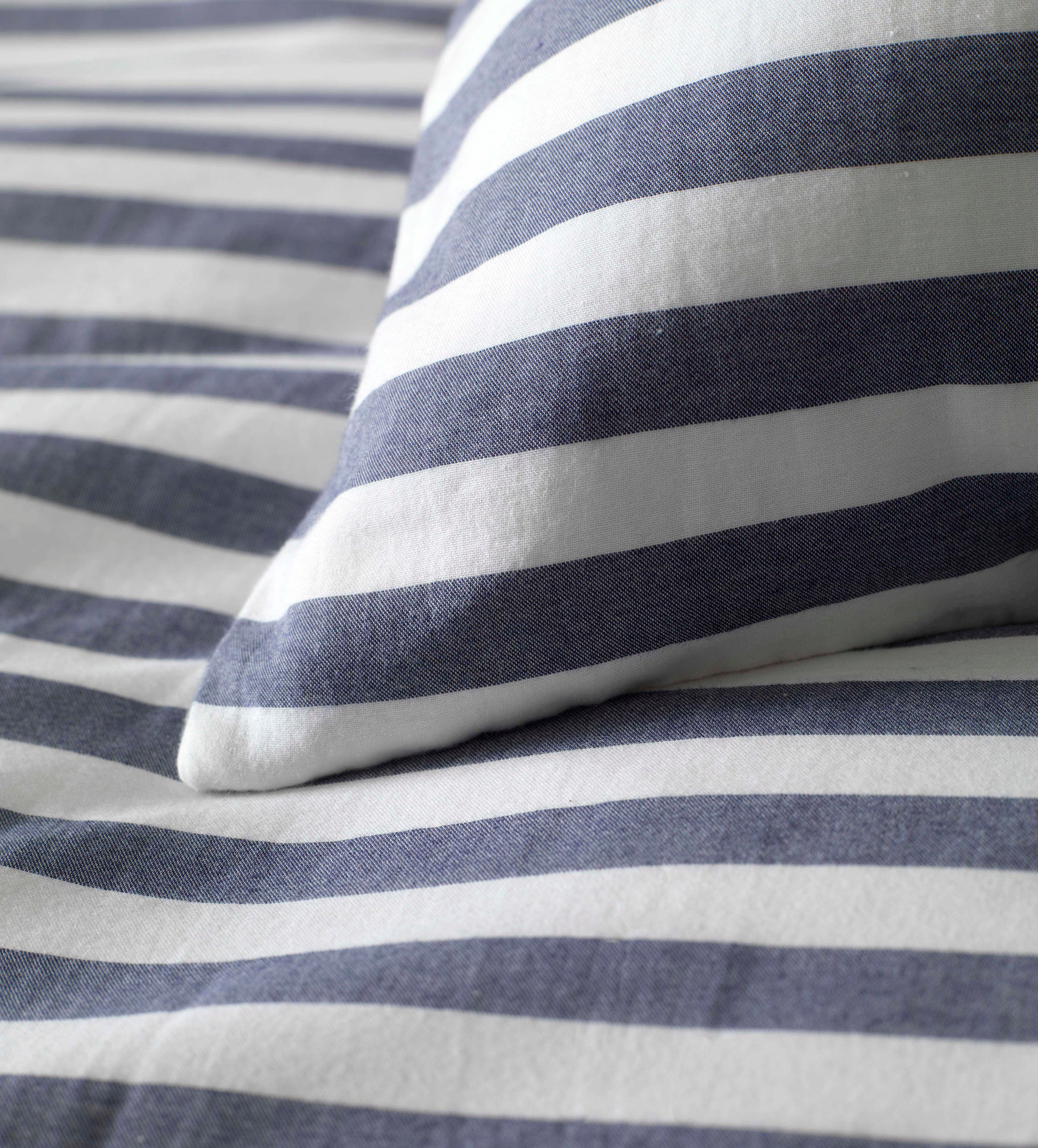 Coastal Stripe Navy Bedding Corner Detail