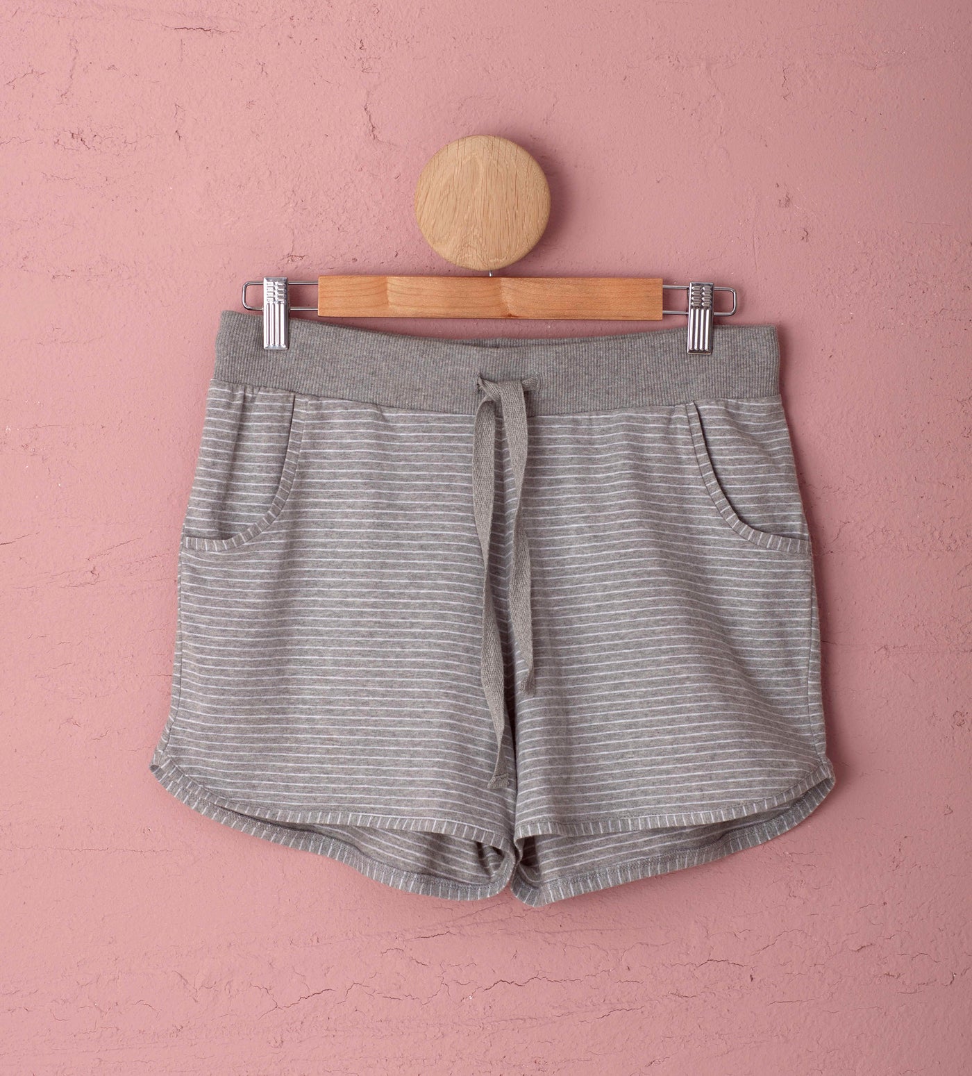 Cassie Grey Stripe Organic Shorts Front