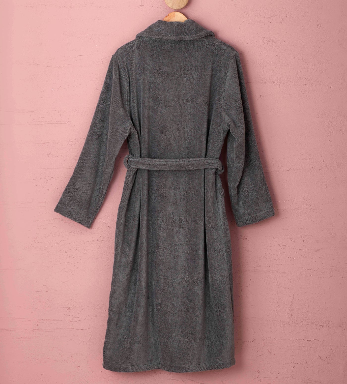 Charcoal Luxury Cotton Towelling Robe Back