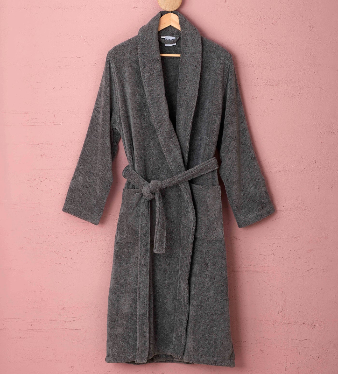 Charcoal Luxury Cotton Towelling Robe Front