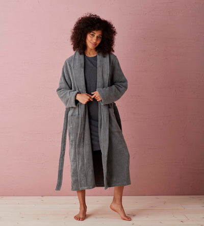 Charcoal Luxury Cotton Towelling Robe model 1