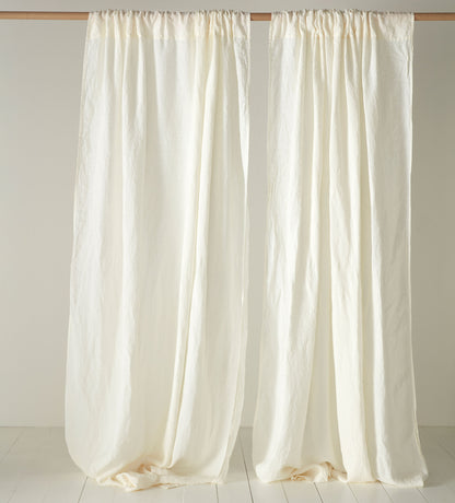 Cream 100% Linen Loop Top Curtain (Single)