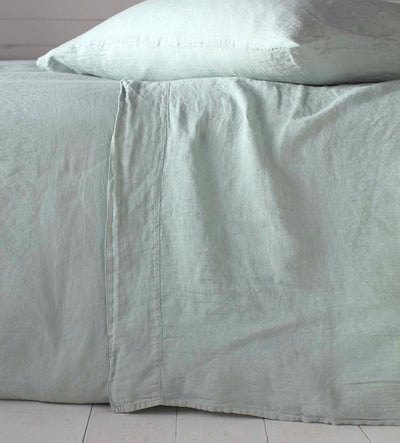Duck Egg 100% Linen Bed Flat Sheet