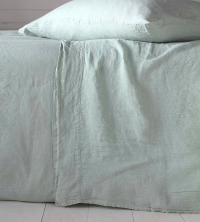 Duck Egg 100% Linen Bed Flat Sheet
