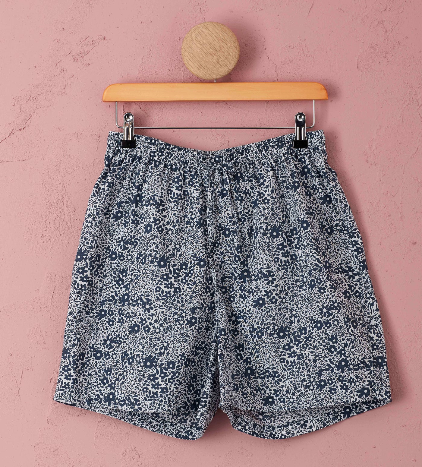 Evie Organic Pyjama Shorts Navy Cut Out Front