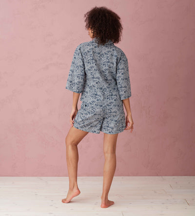Evie Organic Pyjama Shorts Navy Model Back
