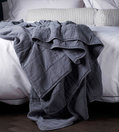French Blue Finn 100% Cotton Quilted Throw