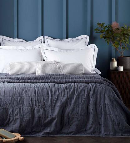French Blue Finn 100% Cotton Quilted Throw