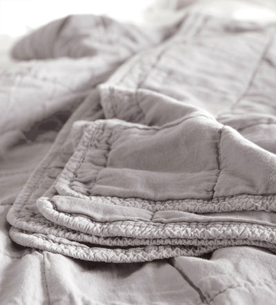 Pebble Grey Finn 100% Cotton Quilted Throw
