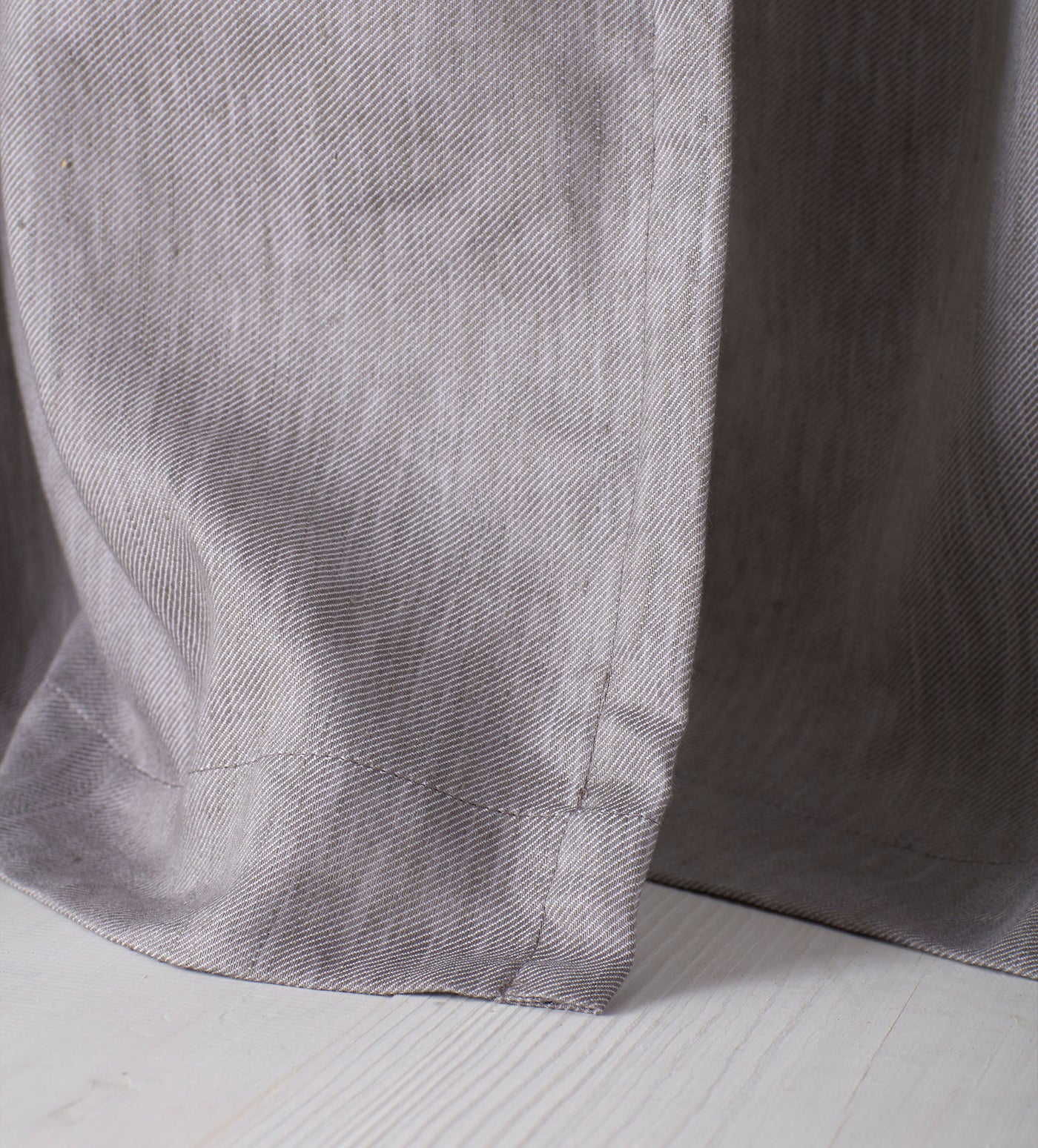 Flint Grey Twill Cotton Linen Blackout Pencil Pleat Curtains (Pair)