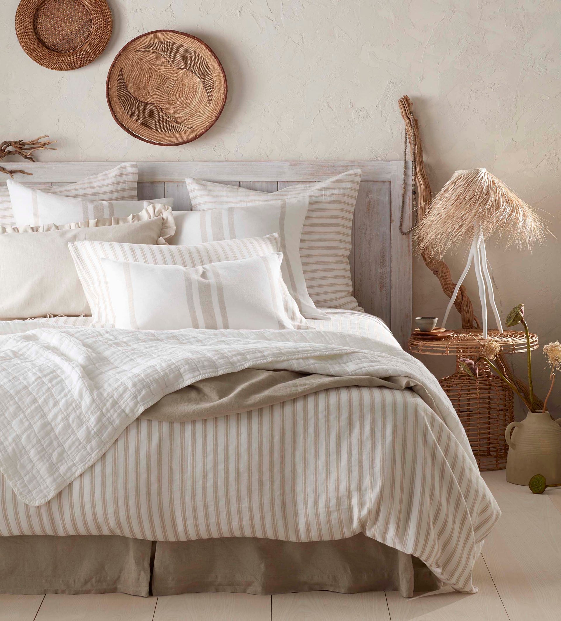 French Ticking Stripe Cotton Bed