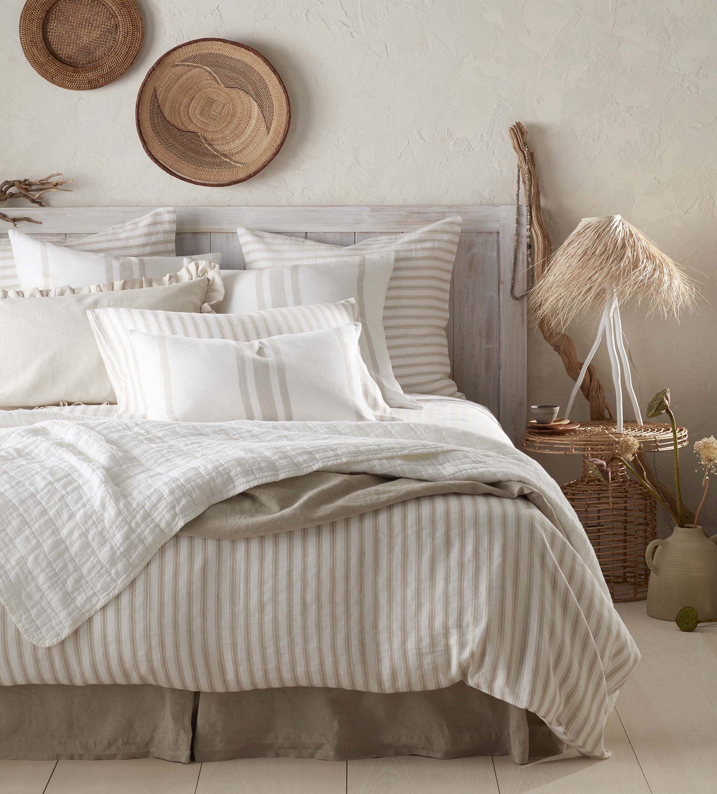 French Ticking Stripe Natural Bedding