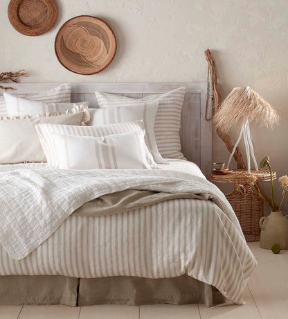 French Ticking Stripe Natural Bedding