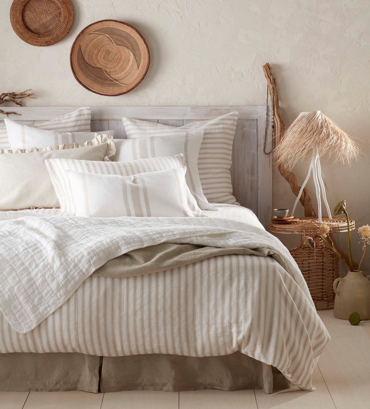 French Ticking Stripe Natural Bedding