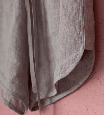 Flint Grey 100 Linen Shorts Detail