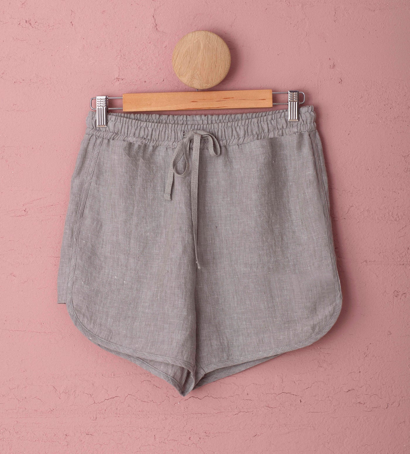 Flint Grey 100 Linen Shorts Front