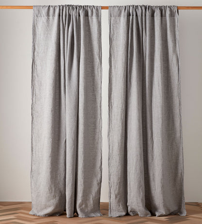 Flint Grey 100% Linen Loop Top Curtain (Single)