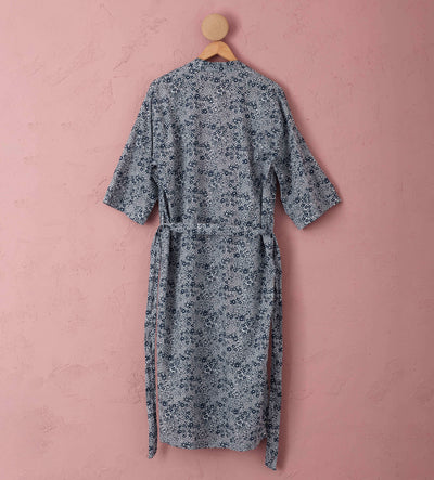Florence Organic Robe Navy Cut Out Back