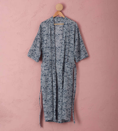 Florence Organic Robe Navy Cut Out Front